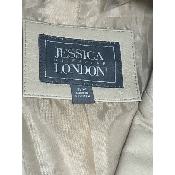 NWT Jessica London Leather Blazer Plus Size‎ 26W Beige 100% Genuine Leather - Picture 4 of 10